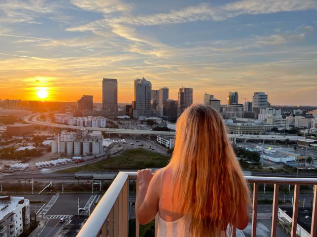 My beautiful wife use to be afraid of heights but now we watch the SONset every night from our bedroom and balcony...haha!