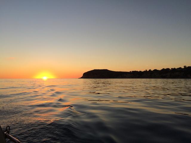 I love sailing at night.  Coming into Point Dume to spend the night.