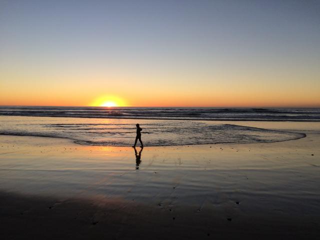 Sunset on the beach at Cardiff-By-The-Sea, CA.