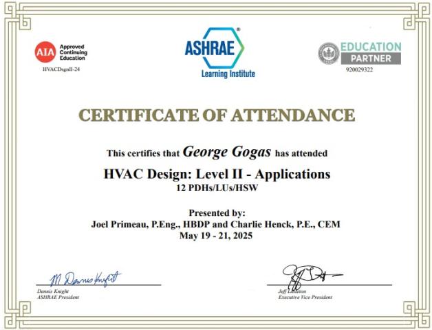 ASHRAE HVAC Design II (ASHRAE stands for the American Society of Heating, Refrigerating and Air-Conditioning Engineer )