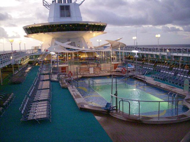 Pool deck at sunrise