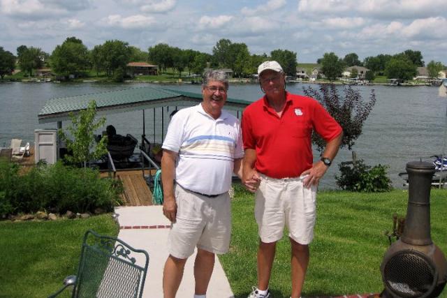 James and Ed in front of lake