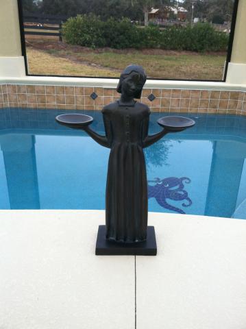 Don gave me this sculpture for Christmas. It looks lovely by our pool.