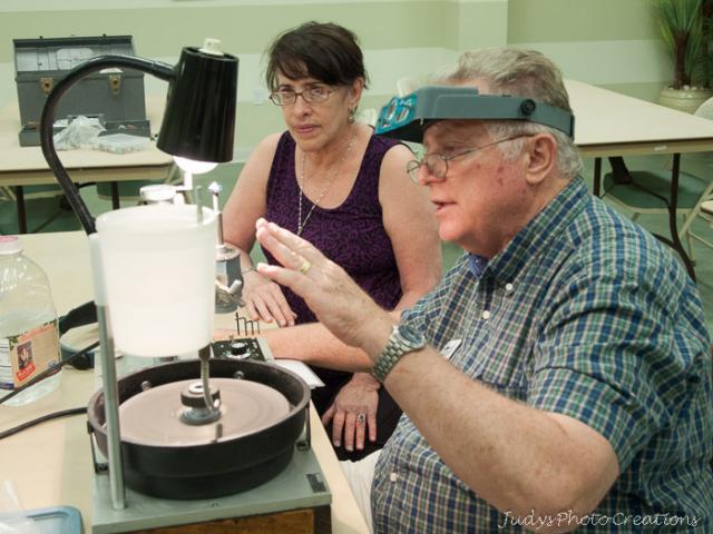 Tom Mitchell(faceter) guides Jofran in creating her own gem!