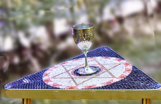 4b Wine Cup on Grandpa Carl's Mosaic Table