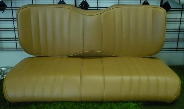 Solid tan long wingback seat with Tan trim. (color matches TXT cart top)