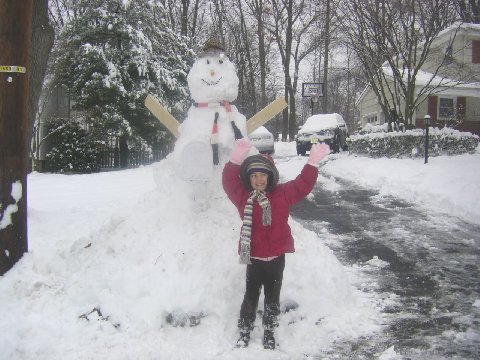 Maya and her snowman