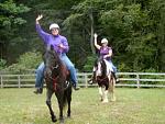 Blake and Jane with Gidion and Mary. 
 
Blake is a pure black Morgan.  Gidion is a Gypsy Vanner