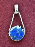 A pendant in Lapis Lazuli and  Sterling Silver made in the Gems and Minerals activity on Thursday evenings.